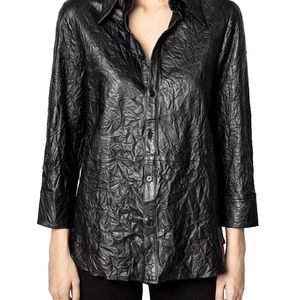 Zadig & Voltaire Leather Crinkled Shirt